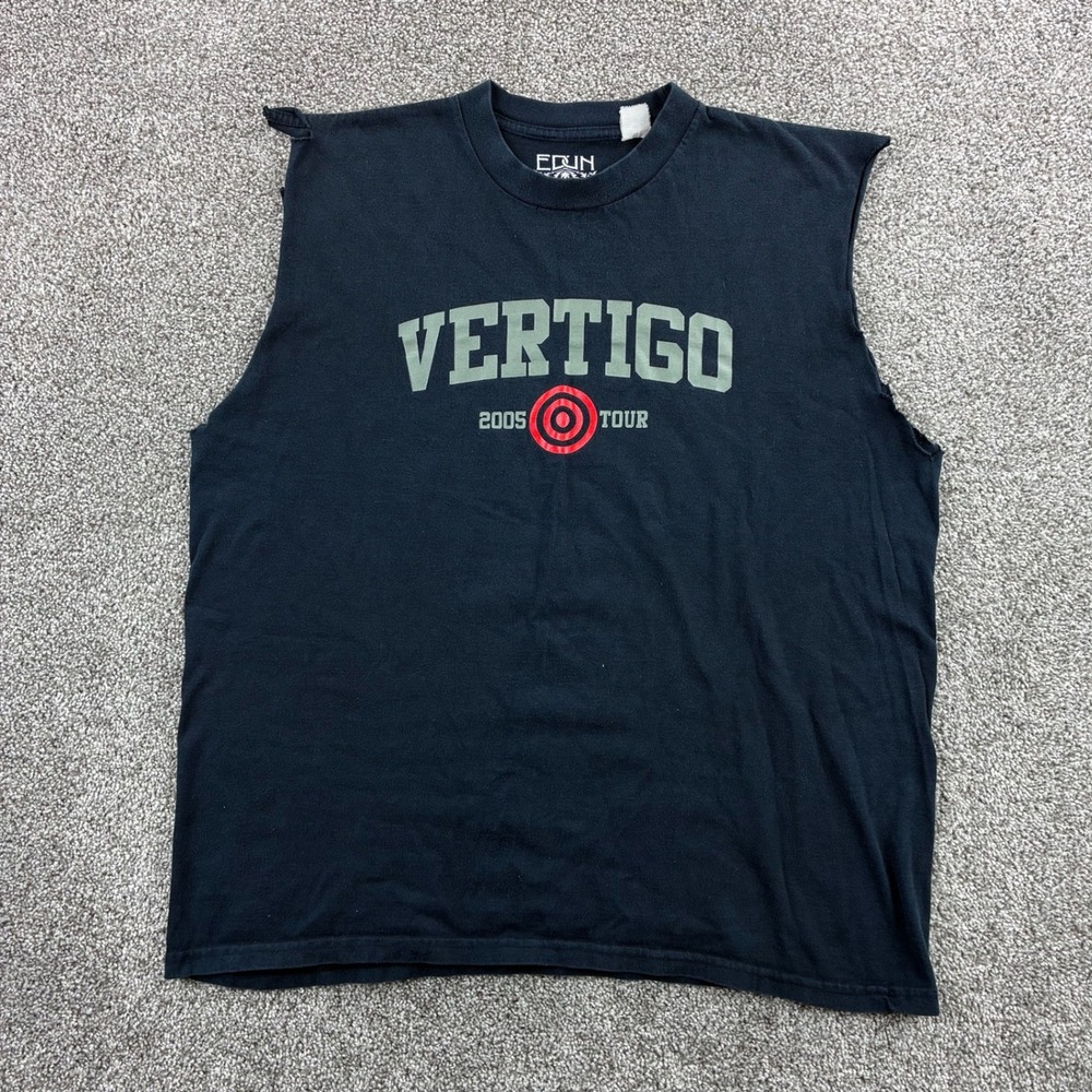 Vintage U2 Vertigo Shirt Mens Large Black 2005 Tour Sleeveless‎ Edun Live